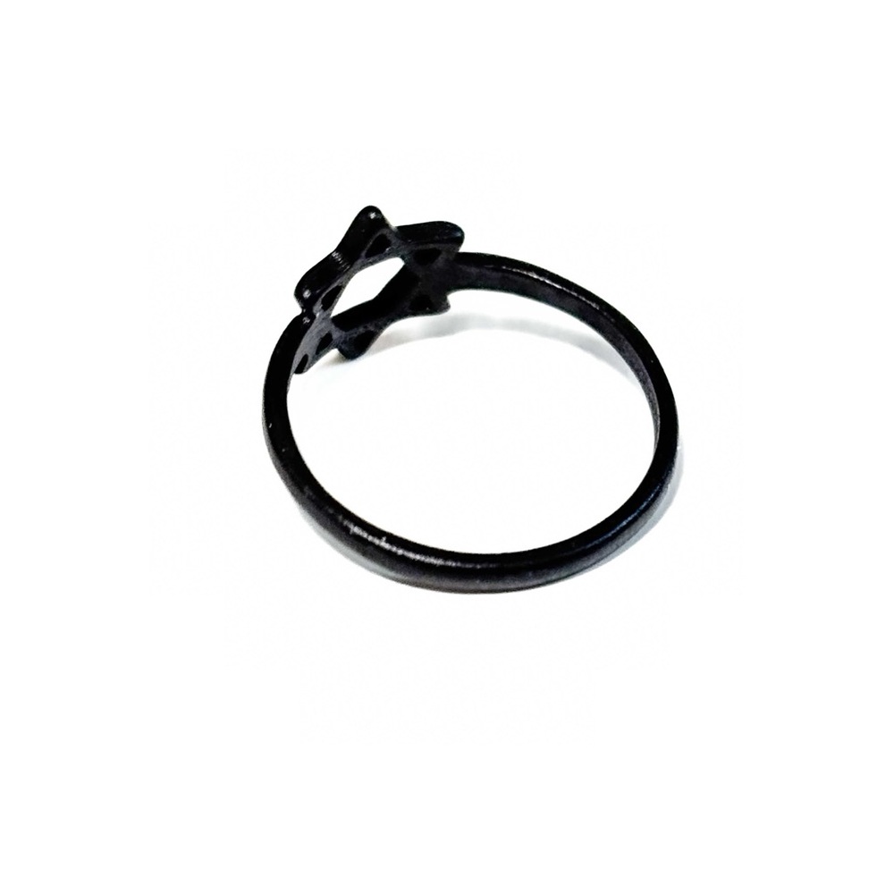 NEW - Black Gunmetal Star Ring - Star of David Size 7 - Picture 2 of 2